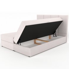 Łóżko kontynentalne 160x200x113 cm tapicerowane podwójne z materacem kremowe - Miniaturka zdjęcia nr 11