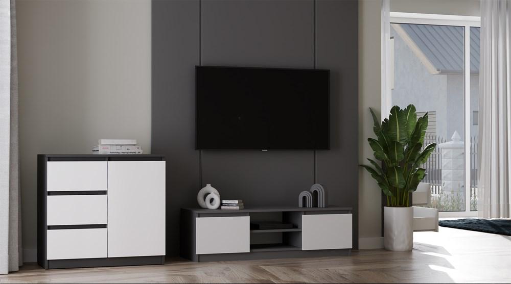 Szafka RTV Malwa 36x120x40 cm stolik pod telewizor antracyt biały nr. 10