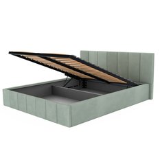 Łóżko tapicerowane 160x200 premium z pojemnikiem do sypialni miętowe wezgłowie 107 cm - Miniaturka zdjęcia nr 11