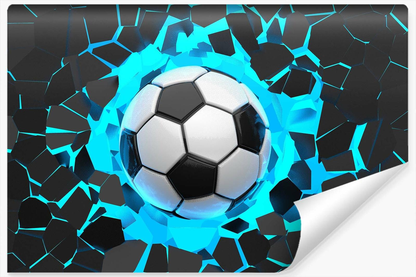 Fototapeta 3D Sport PIŁKA Nożna W Ścianie Dekoracja do Pokoju Chłopca  nr. 1