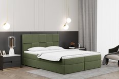 Łóżko CLARA 180x200 cm z funkcją przechowywania i materacem do sypialni oliwkowa