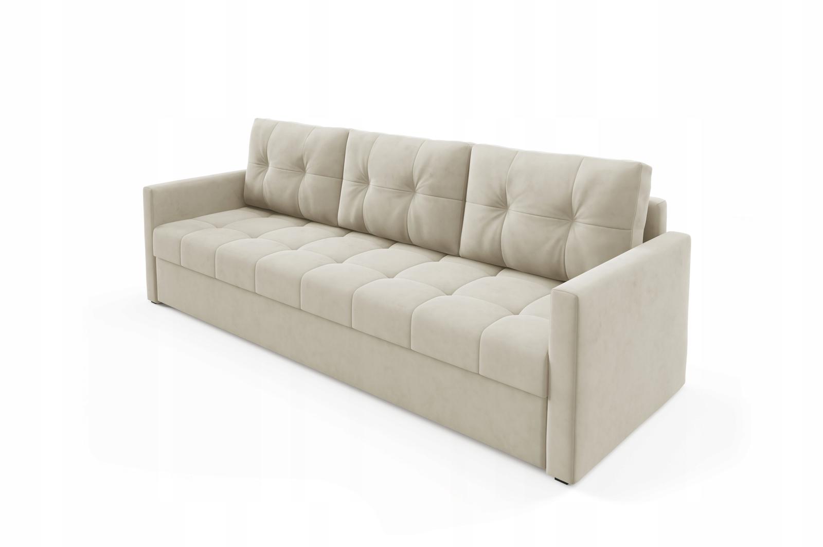 Kanapa IVIO 230x87x86 cm sofa z funkcją spania rozkładana velvet welur beżowa do salonu nr. 5