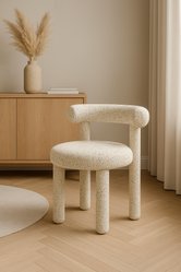 Krzesło tapicerowane LEITH 62x58x80 cm do salonu jadalni jasnokremowe ozdobna nitka nowoczesny desing - Miniaturka zdjęcia nr 2