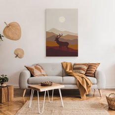 Obraz Do Salonu Jeleń Rykowisko Góry Krajobraz Styl Boho Natura 80x120cm - Miniaturka zdjęcia nr 3