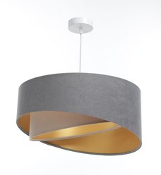 Lampa 45 cm do sypialni salonu wisząca asymetryczna szaro-beżowo-złota - Miniaturka zdjęcia nr 4