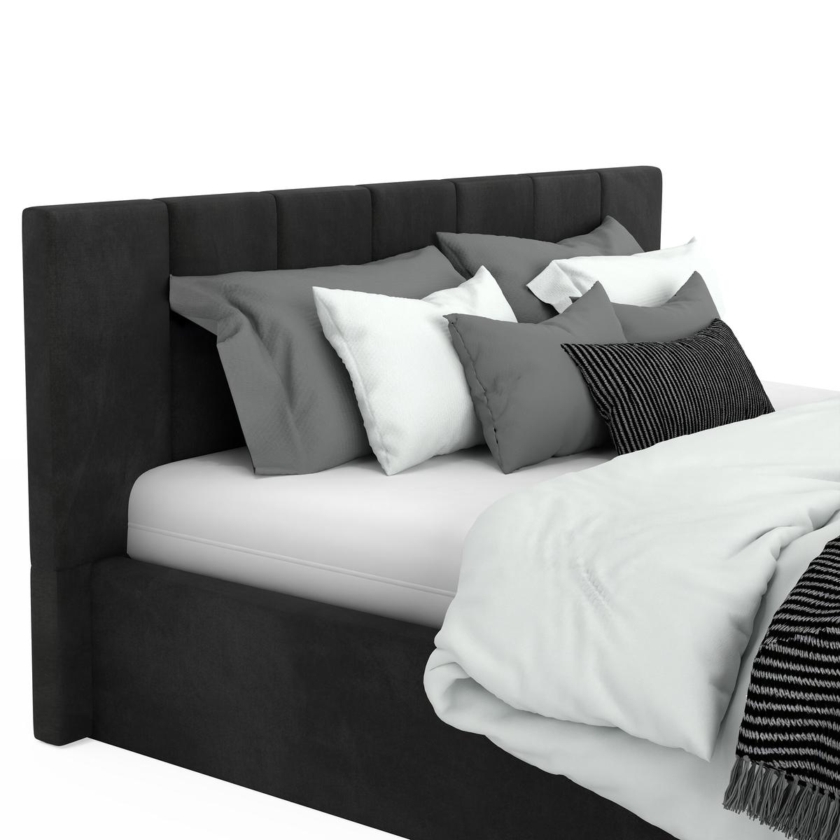 Łóżko tapicerowane 160x200 premium z pojemnikiem do sypialni czarne wezgłowie 107 cm nr. 10