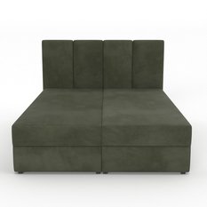 Łóżko kontynentalne 160x200x113 cm tapicerowane podwójne z materacem khaki - Miniaturka zdjęcia nr 9