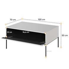 Stolik kawowy 100x70x50 cm 1d Trend  z praktyczną półką biały do salonu - Miniaturka zdjęcia nr 3