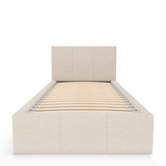 Łóżko Pojedyncze 90x200cm łóżko tapicerowane z pojemnikiem kremowe do sypialni wezgłowie 88 cm - Miniaturka zdjęcia nr 7