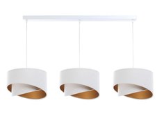 Lampa 114x88x86 cm na listwie z 3 asymetrycznymi abażurkami biało złota - Miniaturka zdjęcia nr 1