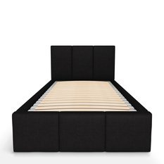 Łóżko Pojedyncze 90x200cm łóżko tapicerowane z pojemnikiem czarne do sypialni wezgłowie 88 cm - Miniaturka zdjęcia nr 7