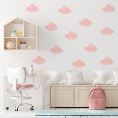 NAKLEJKA NA ŚCIANĘ DO POKOJU DZIECKA 120x60 RÓŻOWE CHMURKI - Miniaturka zdjęcia nr 2