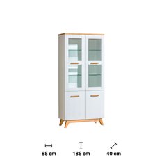 Witryna 85x40x185 cm z czterema drzwiczkami i LED sosna andersen dąb nash do salonu - Miniaturka zdjęcia nr 2