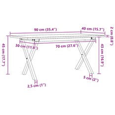 Stolik kawowy 90x40x45 cm nogi w kształcie litery X lite drewno do salonu - Miniaturka zdjęcia nr 10