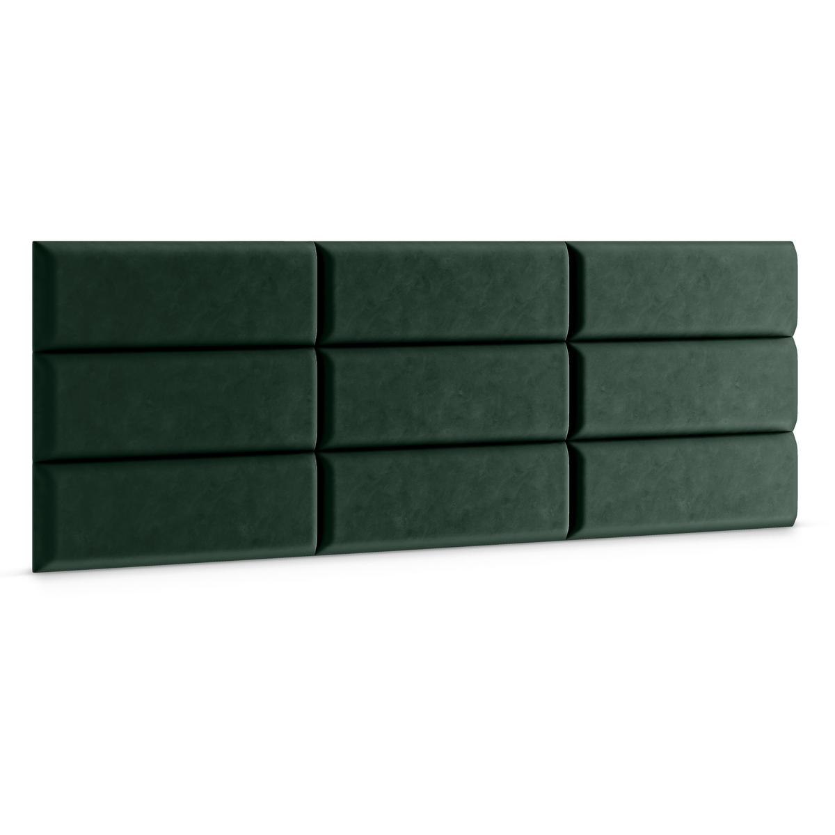 Panele tapicerowane  50x15 cm na ścianę prostokąt butelkowa zieleń  nr. 3