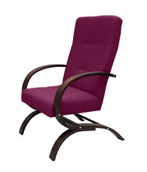 Fotel Finka 65x109x75 cm do salonu purpurowy ciemny orzech
