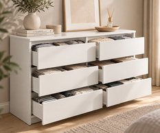 Komoda 120 cm MARTUSIA 78,5x120x39 cm z 6 szufladami biała do salonu i sypialni - Miniaturka zdjęcia nr 2