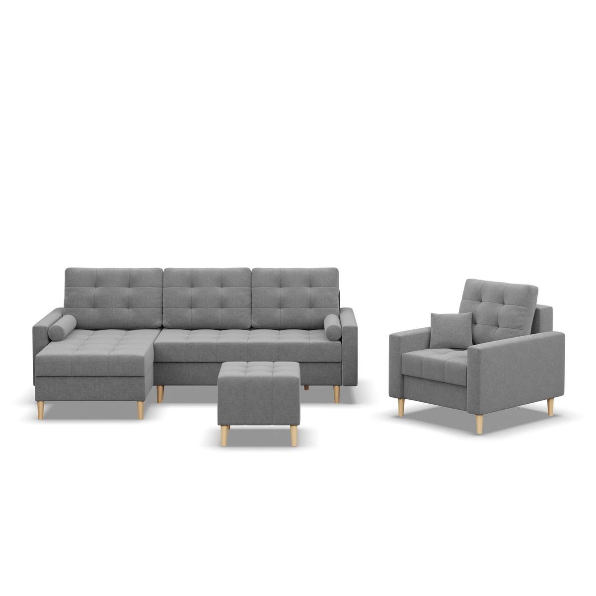 Narożnik ELMA 294x88x140 cm w kształcie U z leżankami rozkładany z funkcją spania sofa narożna  pojemniki beżowy nr. 9