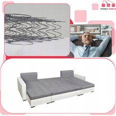 Narożnik Figo BIG 296x74x140 cm kształt U z funkcją spania i przechowywania do salonu Twist biało szary - Miniaturka zdjęcia nr 5