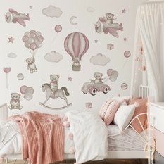 Naklejki Na Ścianę Misie Różowe Balony 120x60  Koń Na Biegunach Chmury Zestaw  - Miniaturka zdjęcia nr 2