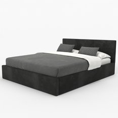 Łóżko tapicerowane do sypialni 180x200x88 cm podwójne z pojemnikiem basic czarne - Miniaturka zdjęcia nr 13