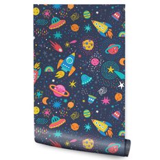 Tapeta Dla Dzieci KOSMOS Planety Rakiety Meteoryty - Miniaturka zdjęcia nr 1