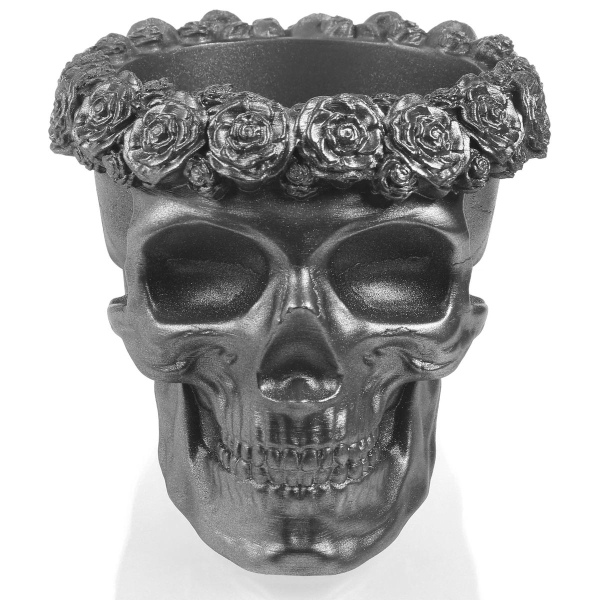 Donica Skull Flower Steel Poli 9cm Czaszka Kwiaty Stal .