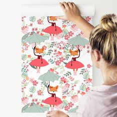 Tapeta Dla Dziewczynki LISKI Parasolki Roślinki  - Miniaturka zdjęcia nr 3