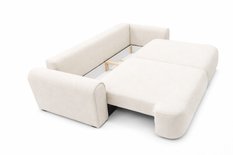Kanapa z funkcją spania ITALY 250x100x82 cm FLOW 08 trzyosobowa sofa rozkładana tkanina kremowa - Miniaturka zdjęcia nr 6