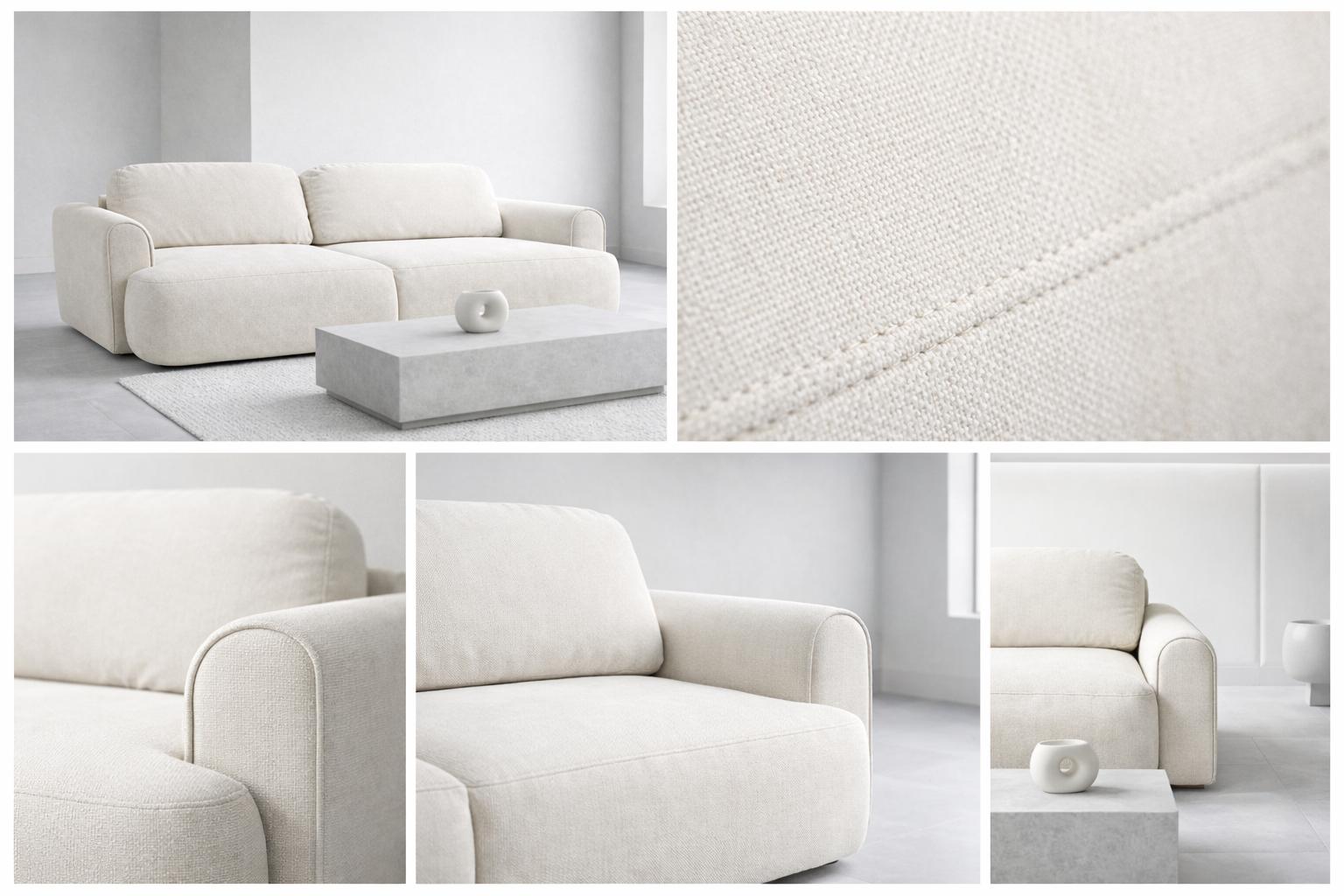 Kanapa z funkcją spania ITALY 250x100x82 cm FLOW trzyosobowa sofa rozkładana kremowa nr. 2