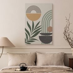 Obraz Na Płótnie Gałązki Oliwne Słońce Styl Boho Abstrakcja 80x120cm - Miniaturka zdjęcia nr 5