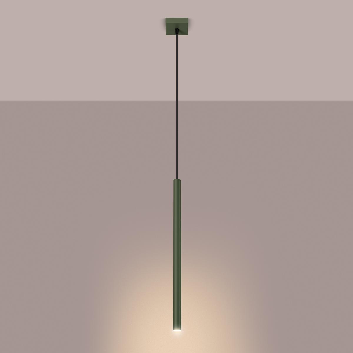 Lampa wisząca Pastelo 114x8x8cm do sypialni salonu zielona oliwka  nr. 3