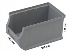 POJEMNIK MAGAZYNOWY SZARY - 235x150x125mm REGAŁ - Miniaturka zdjęcia nr 2