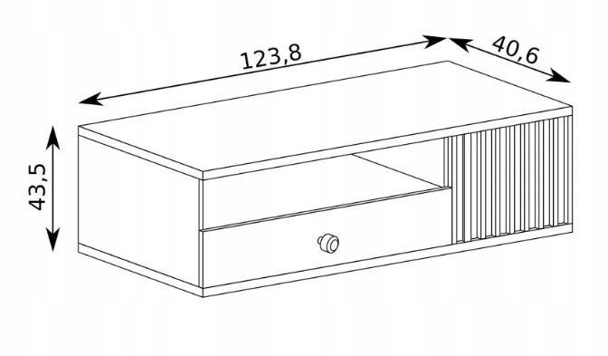 Szafka RTV 124x53,4 cm dąb artisan/czarny pod telewizor lamele metalowe nogi do salonu nr. 6