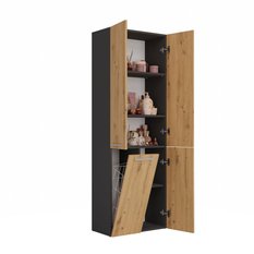 Słupek łazienkowy NEL 1K DD 174x60x30 cm szafka łazienkowa kosz na pranie regał antracyt dąb artisan bestseller - Miniaturka zdjęcia nr 3