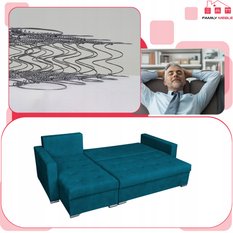 Narożnik Varius BIG 297x74x140 cm kształt U z funkcją spania i przechowywania do salonu Aura turkus welur - Miniaturka zdjęcia nr 5