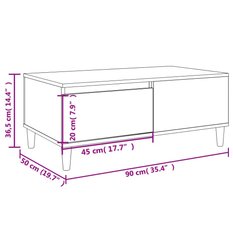 Stolik kawowy 90x50x36,5 cm z praktyczną szufladą i półką brązowy dąb do salonu - Miniaturka zdjęcia nr 10