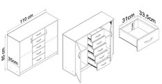 Komoda JULIA K019 85x110x35 cm biała do biura lub sypialni - Miniaturka zdjęcia nr 4