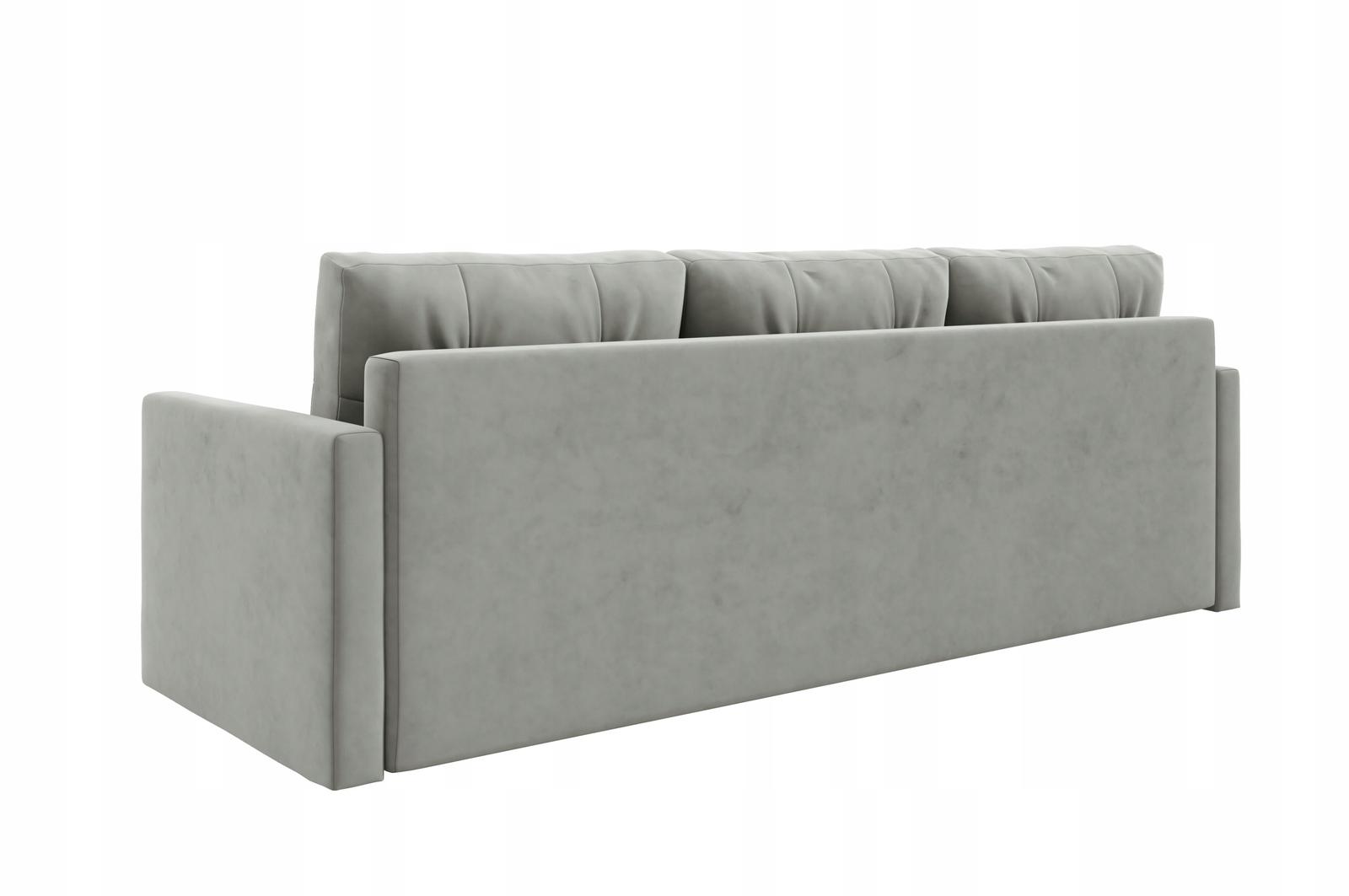 Kanapa IVIO 230x87x86 cm sofa z funkcją spania rozkładana velvet welur jasnoszara do salonu nr. 6