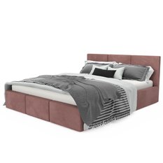 Łóżko tapicerowane  140x200x120 cm do sypialni podwójne z pojemnikiem schowek na pościel brudny róż  - Miniaturka zdjęcia nr 10