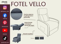 Fotel dla seniora VELLO jasnoszary 64x89-156 cm x98 cm rozkładany fotel TV z funkcją spania komfortowy do salonu i pokoju - Miniaturka zdjęcia nr 5
