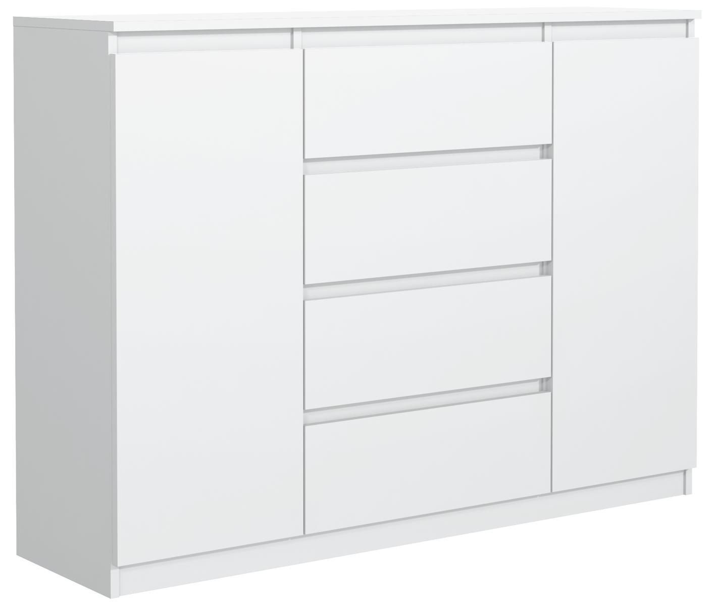 Komoda 120 cm MARTUSIA 101x120x39 cm z 2 drzwiami i 4 szufladami biała do salonu i sypialni pojemna nr. 2