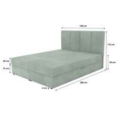 Łóżko kontynentalne 140x200x113 cm tapicerowane podwójne z materacem miętowe - Miniaturka zdjęcia nr 16