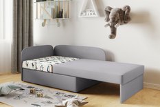 Łóżko dziecięce BETTY 107x64x170 cm rozkładana z funkcją spania i pojemnikiem do pokoju dziecięcego POSO szara-róż - Miniaturka zdjęcia nr 2