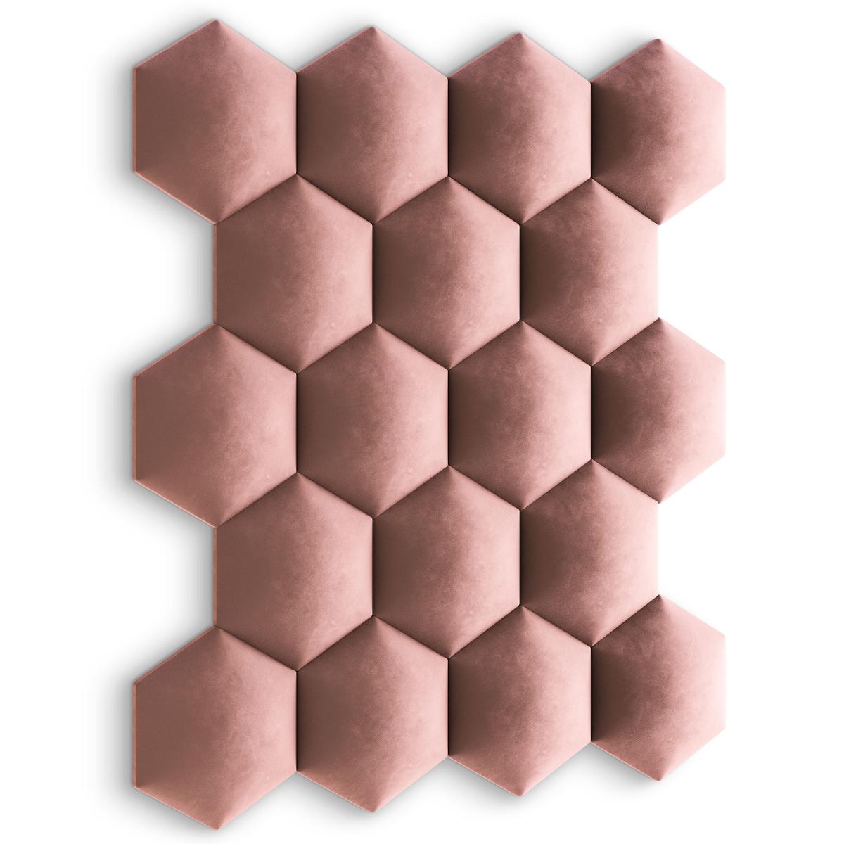 Panele tapicerowane  35x40 cm hexagon magic velvet brudny róż nr. 7