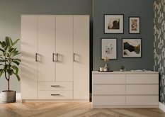 Szafa Romana 205x160x52 cm do salonu przedpokoju bez lustra 2 szuflady kaszmir beż - Miniaturka zdjęcia nr 2