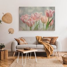 Obraz Na Płótnie Delikatne Różowe Kwiaty Tulipany 30x20 Dekoracja do Salonu - Miniaturka zdjęcia nr 3