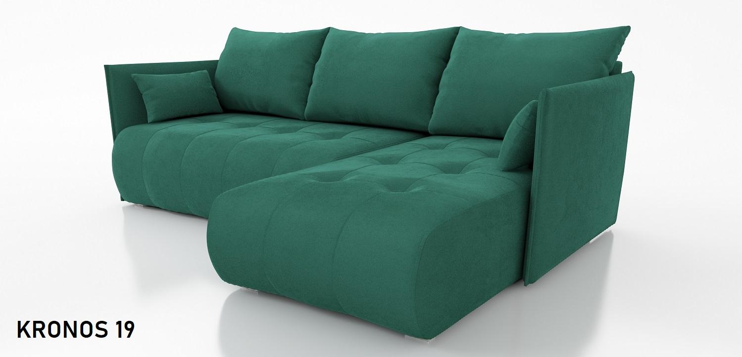 Narożnik Nessa 88x218x152 cm do sypialni miła tkanina kronos butelkowa zieleń 
