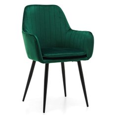 Krzesło EMILIA zielone welurowe pikowane tapicerowane z poduszką do jadalni lub salonu