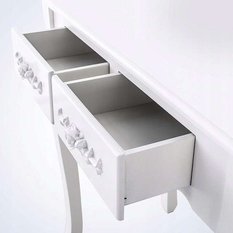 Toaletka kosmetyczna z lustrem biała TL01 + taboret kwiaty - Miniaturka zdjęcia nr 6